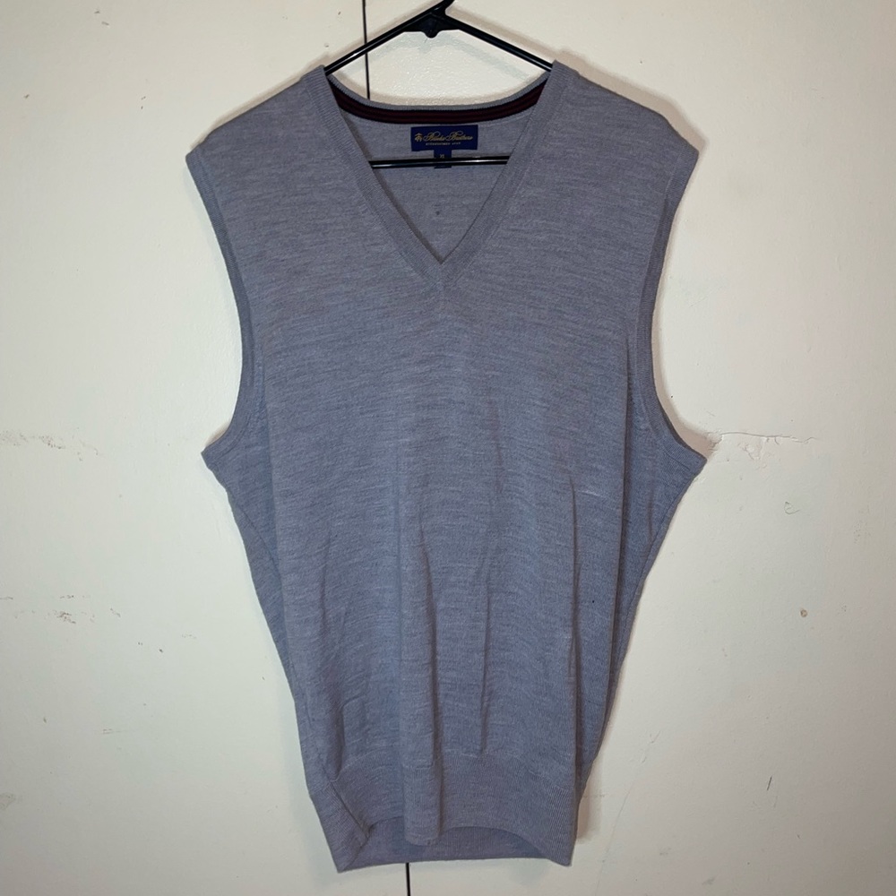 Brooks Brothers Supima Cotton Sweater Vest Size XL Solid Gray Mens Sleeveless